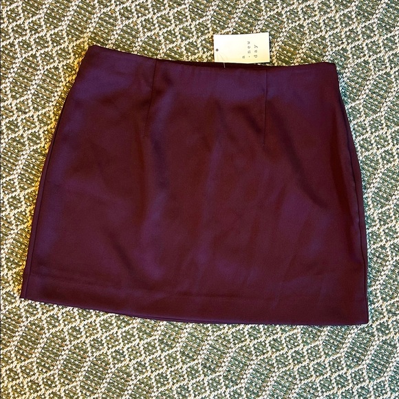 NWT Women’s Burgundy Sateen Mini Skirt | Dark Academia Fall Vibes Outfit | Sz 8 - Picture 1 of 6